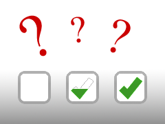 Drei Checkboxen mit drei unterschiedlichen Zuständen