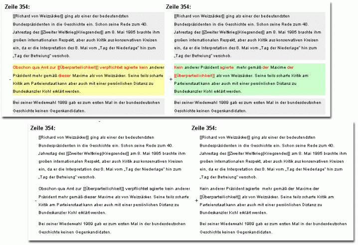 Abb. 5: Eingefügte und gelöschte Texte werden durch Hintergrund- und Vordergrundfarben hervorgehoben.