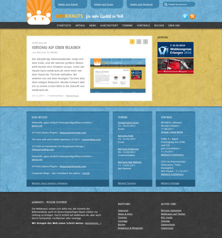 Screenshot der Startseite