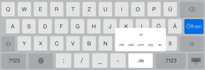 Tastatur beim type-Parameter url auf dem iPad mit .com-Taste
