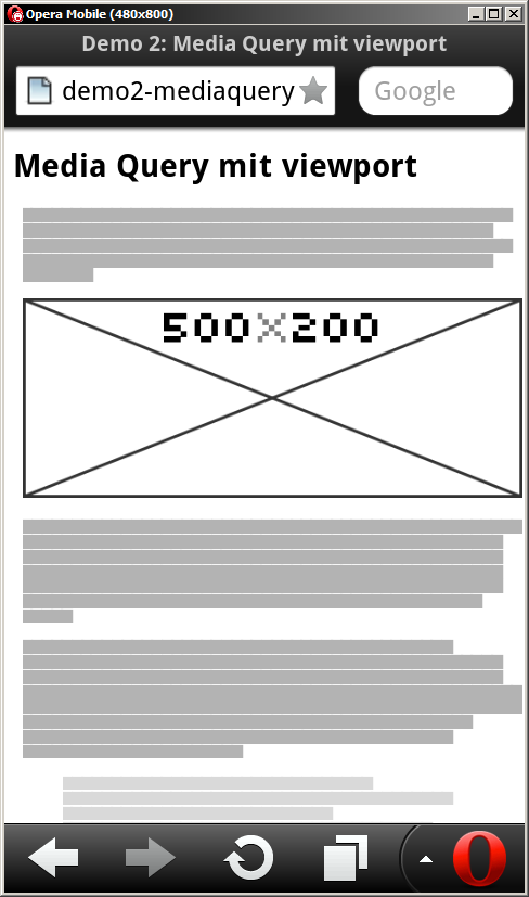 Dank viewport funktioniert nun auch die Media Query