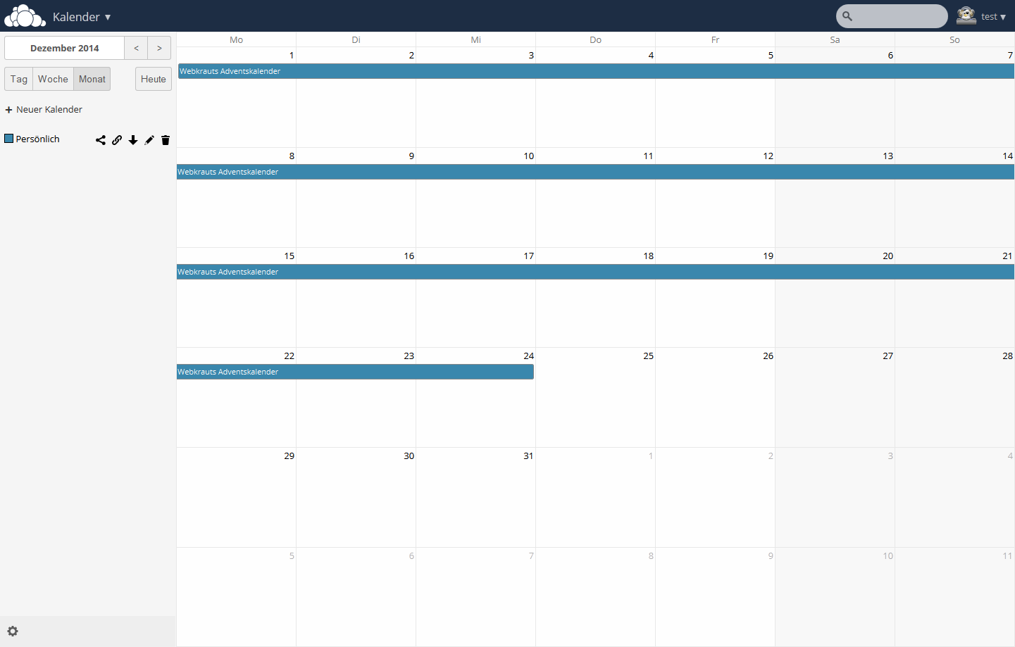 ownCloud Kalender Demo auf demo.owncloud.org ownCloud Kalender Demo auf demo.owncloud.org