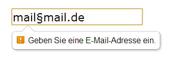 Fehlermeldung beim type-Parameter email im Google Chrome