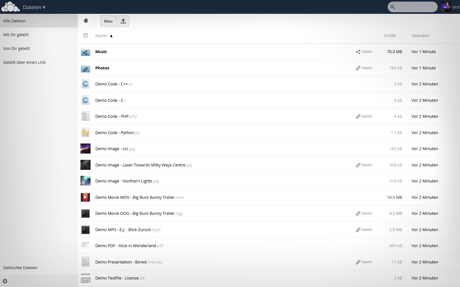 ownCloud Demo auf demo.owncloud.org ownCloud Demo auf demo.owncloud.org