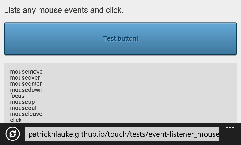 Beispiel 1 – Simulierte Maus-Events in Windows Phone 8 / IE10